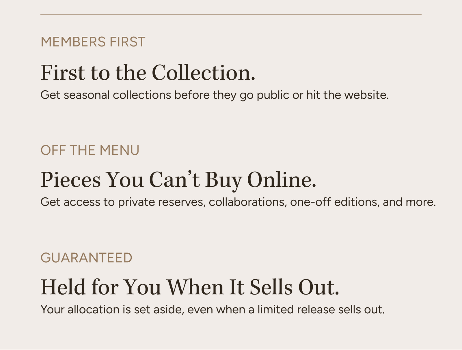 Members First, Off The Menu, Gauranteed