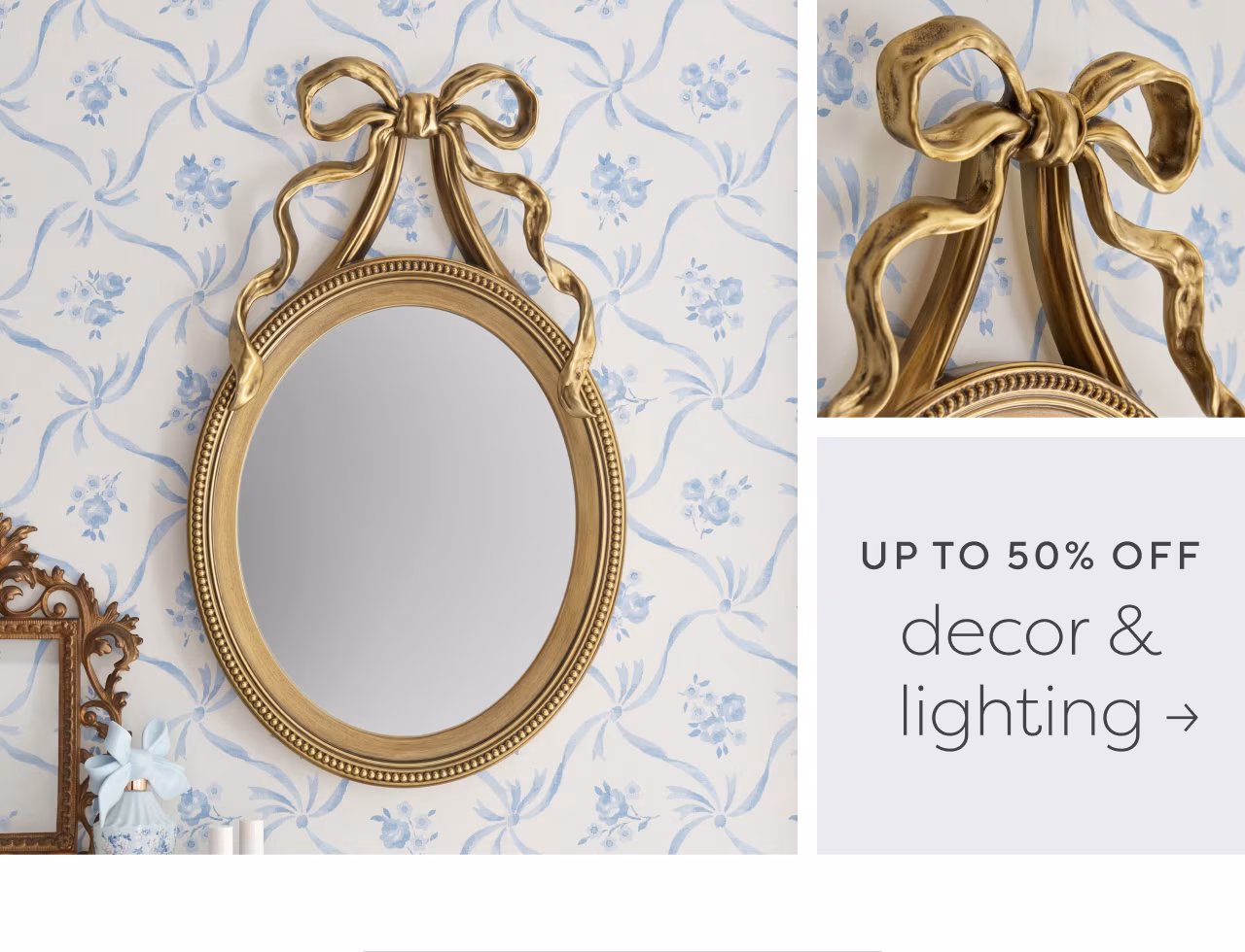 Up to 50% off decor and lighting