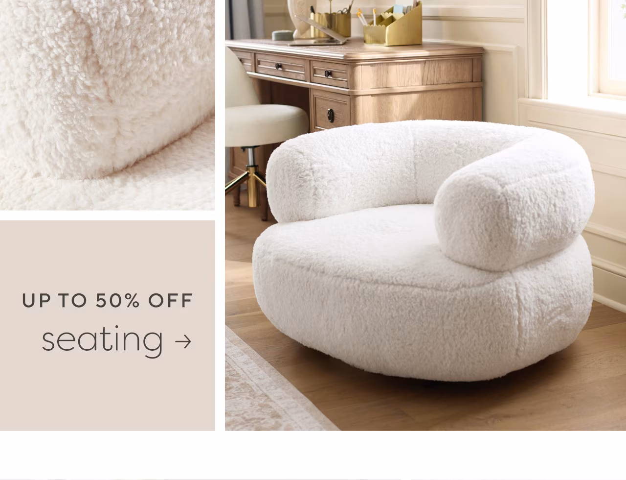 Up to 50% off seating