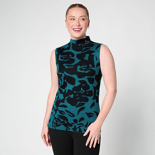 Nina Leonard Mock Neck Sweater Tank