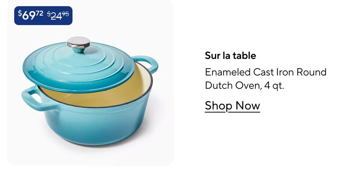 Sur la table Enameled Cast Iron Round Dutch Oven, 4 qt