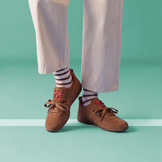 Shop Meridor Lace Dark Tan Suede