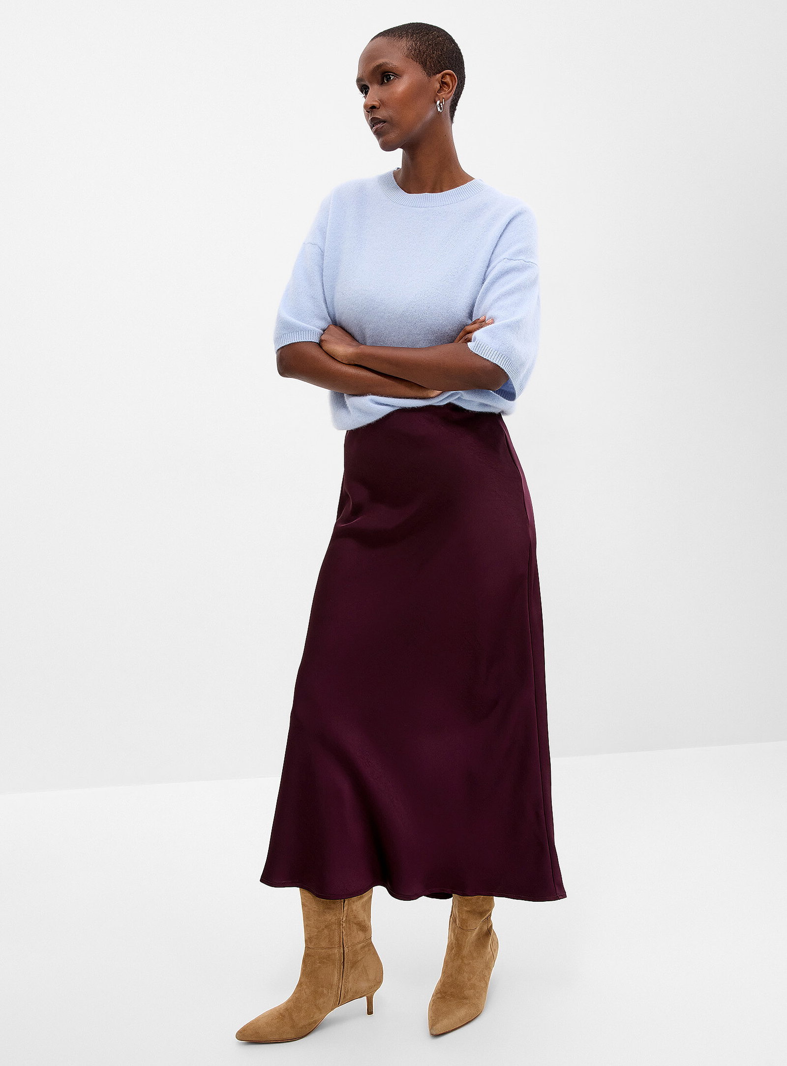 Satiny maxi skirt