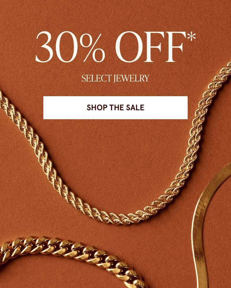 Three gold chains. 30% off select jewelry! Click here to shop the sale