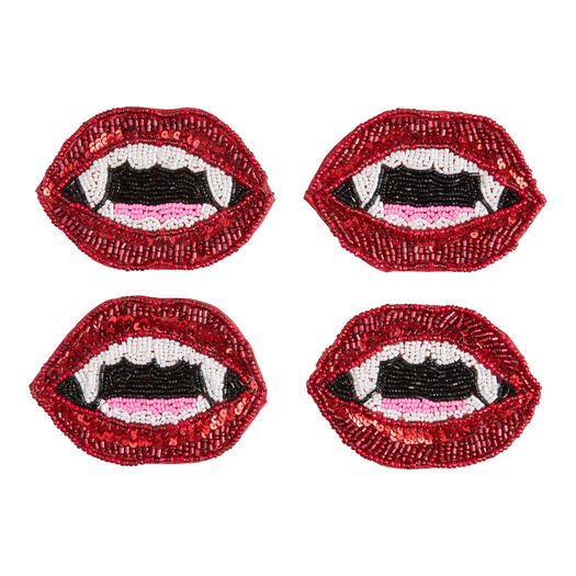 Red Vampire Lips Beaded Coasters 4 Pack