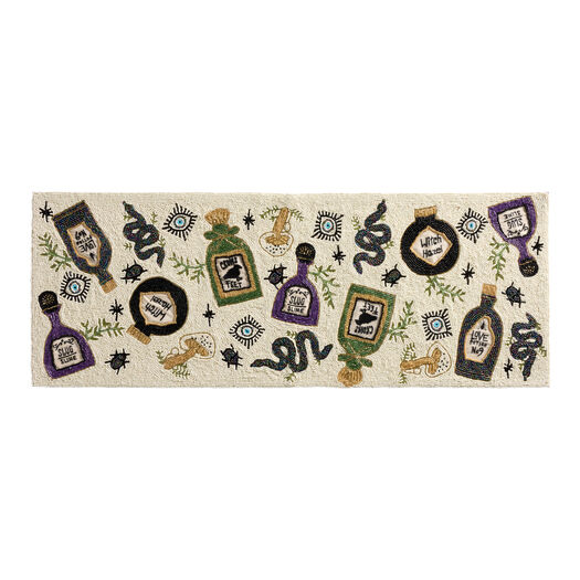 White and Purple Witchy Potions Beaded Table Runner