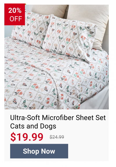 Ultra-Soft Microfiber Sheet Set Cats and Dogs