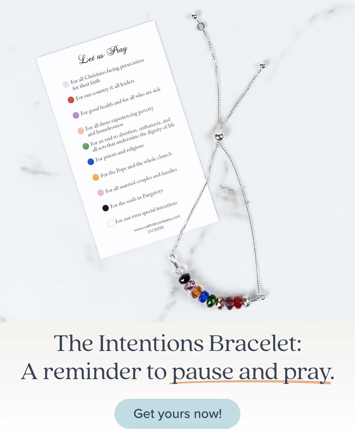 The Intentions Bracelet: A reminder to pause and pray. Get Your Now!