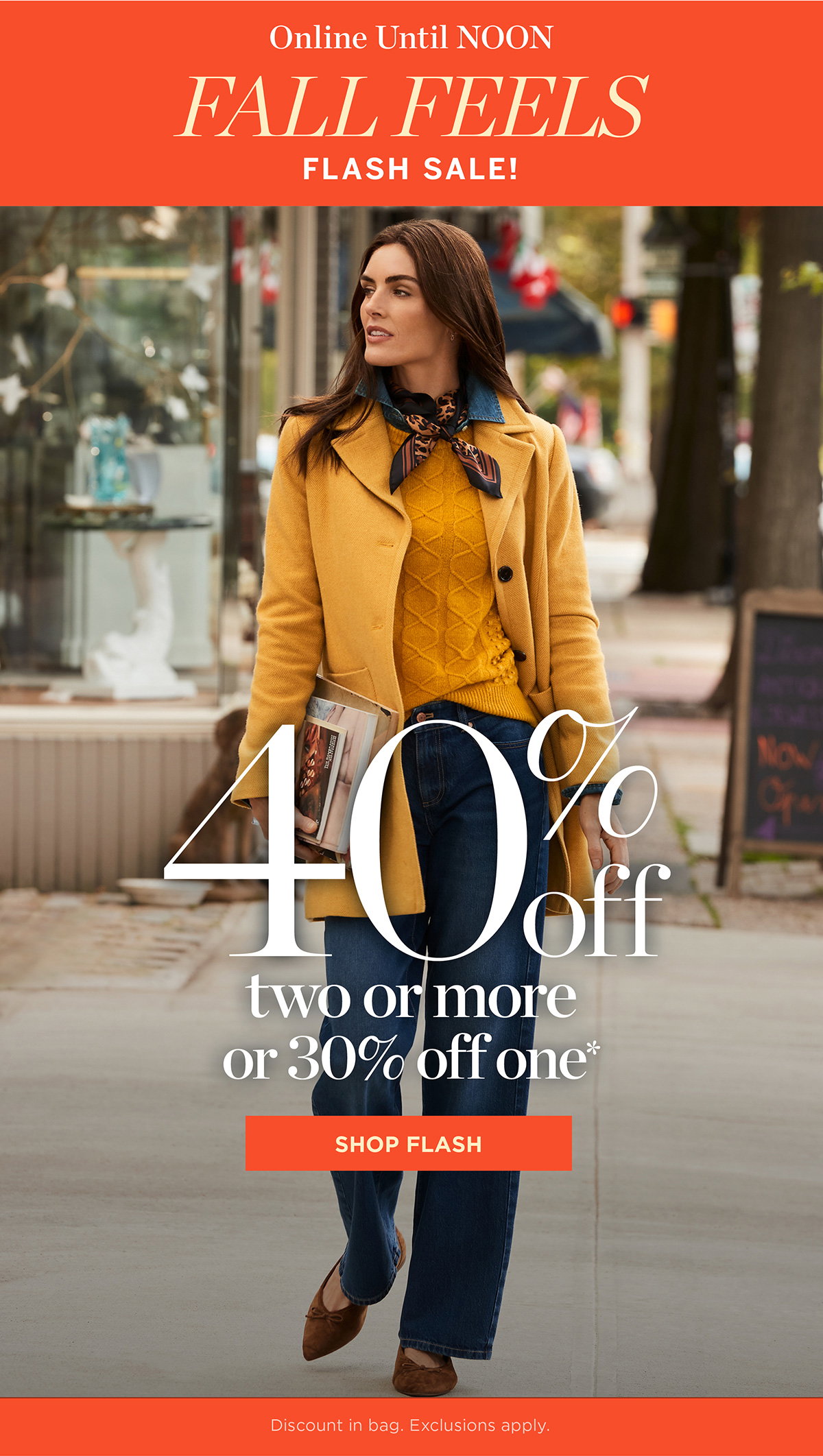 Online Until NOON Flash Sale! 40% off two or more or 30% off one | Shop Flash