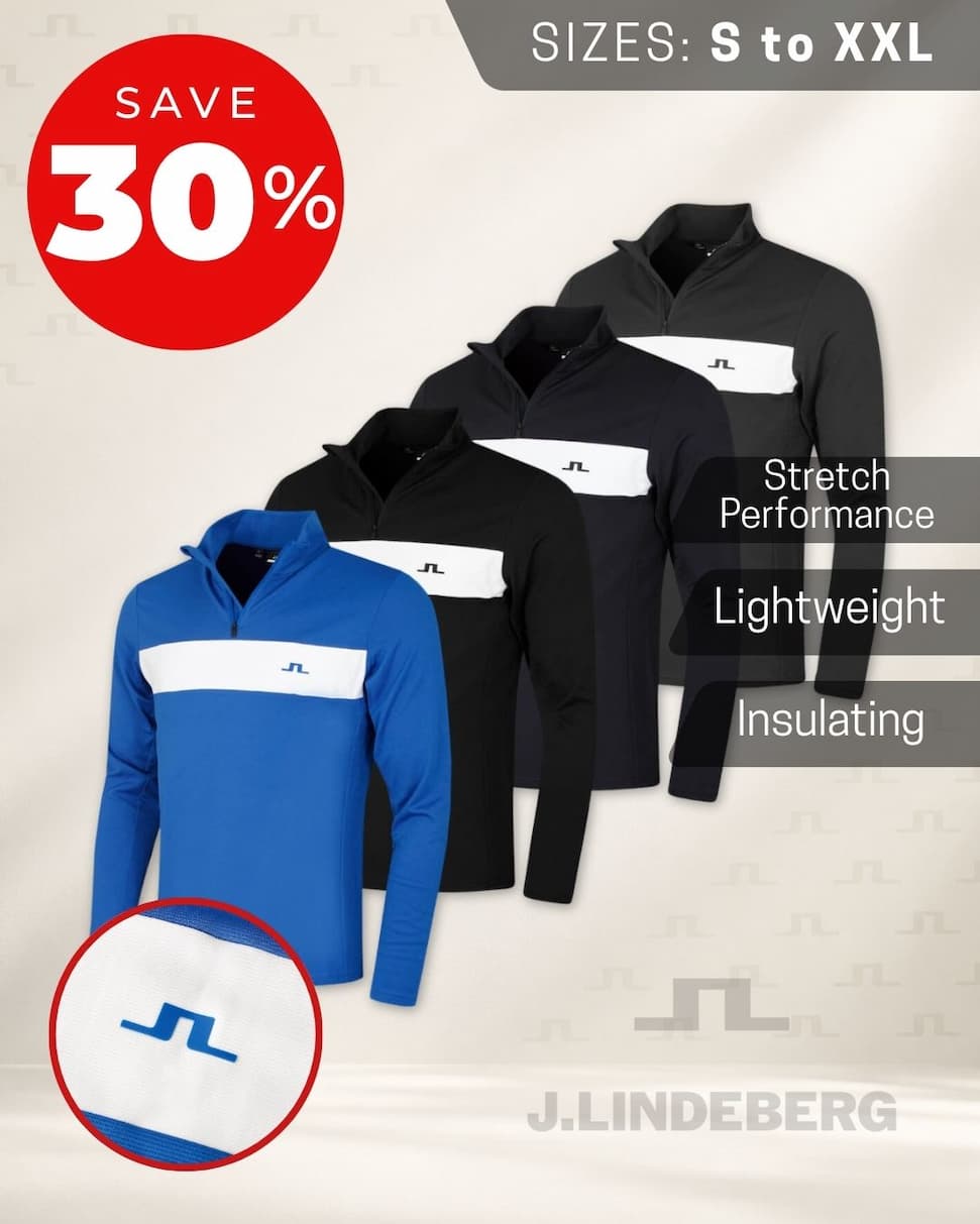 J.Lindeberg Mens 2026 Bran Mid Layer Chest Stripe Golf Zip Sweater