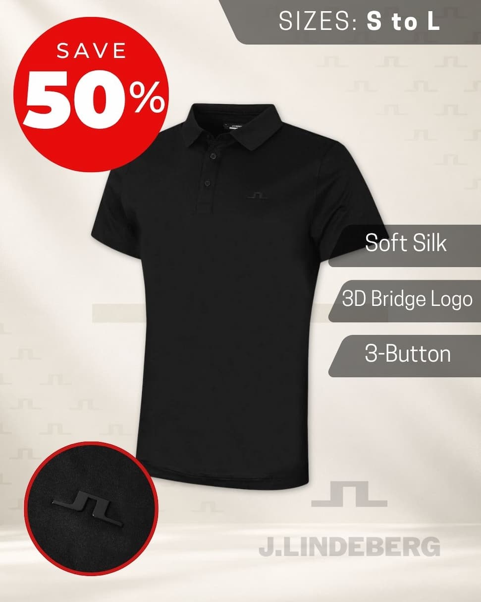 J.Lindeberg Mens Silo Fit Smooth Silk Blend Luxury Golf Polo Shirt