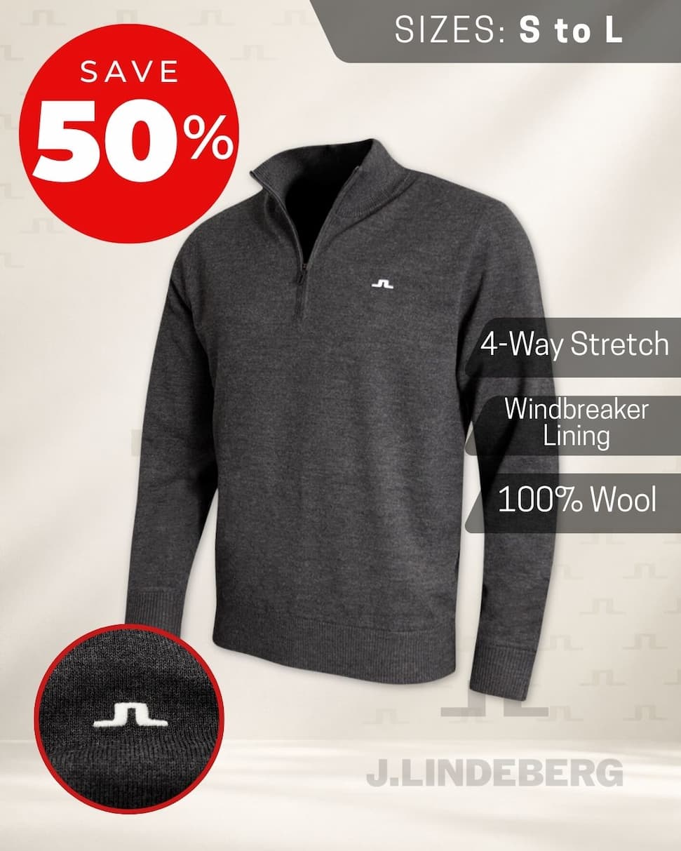 J.Lindeberg Mens Jeffrey Lined Windbreaker Stretch Golf Sweater