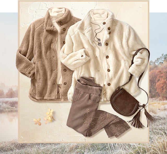 Fireside Sherpa Coat collage