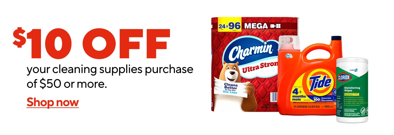 Spend $50 on cleaning items, get $10 off