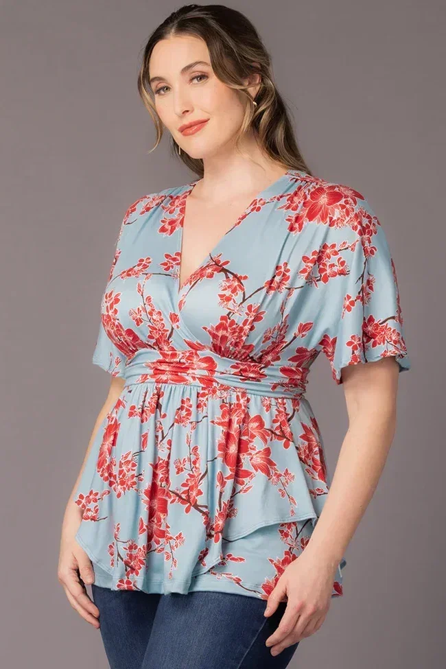 Image of Encore Print Top  - Cherry Blossom Print -  Plus