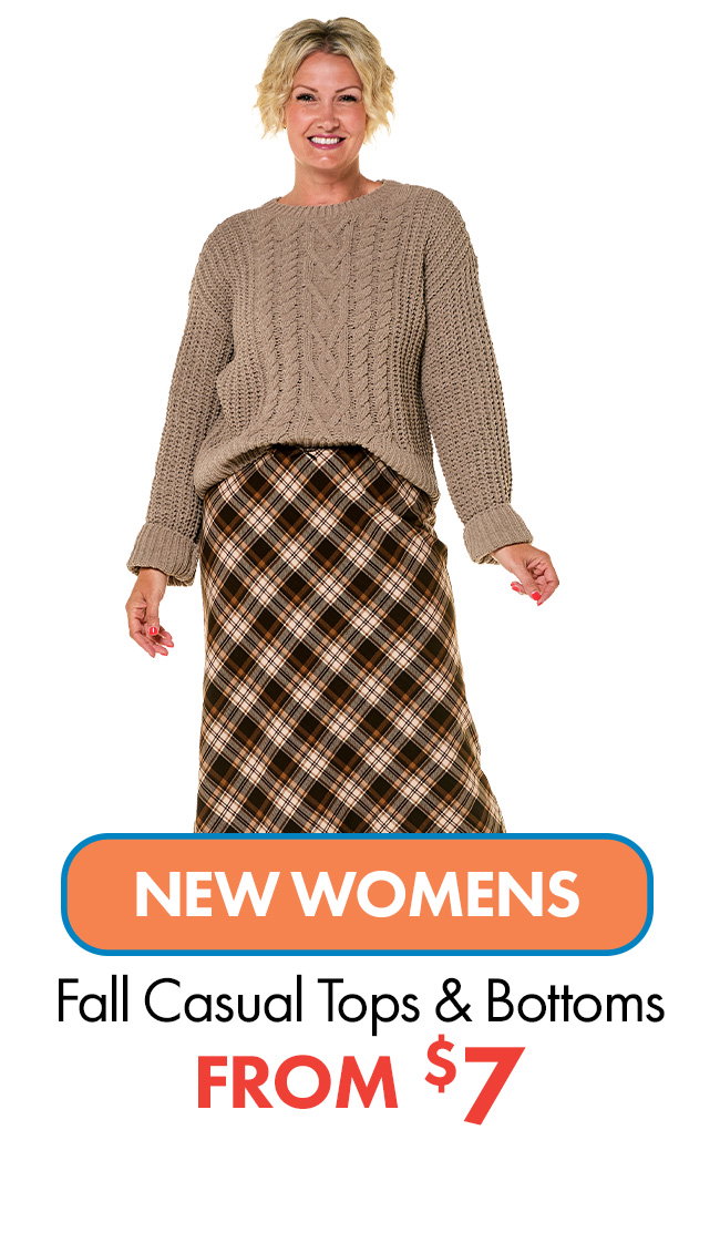 NEW. Womens Fall Casual Tops & Bottoms. From $7