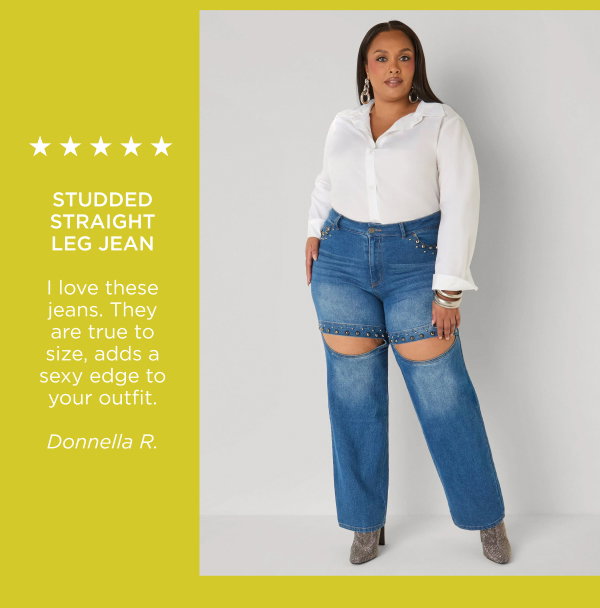 Studded Cutout Straight Leg Jeans