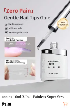 annies 16ml 3-In-1 Painless Super Strong Nail Glue, Suitable For False Nails, Acrylic Nails, Press-On Nails, Nail Art Decor, Salon Exclusive