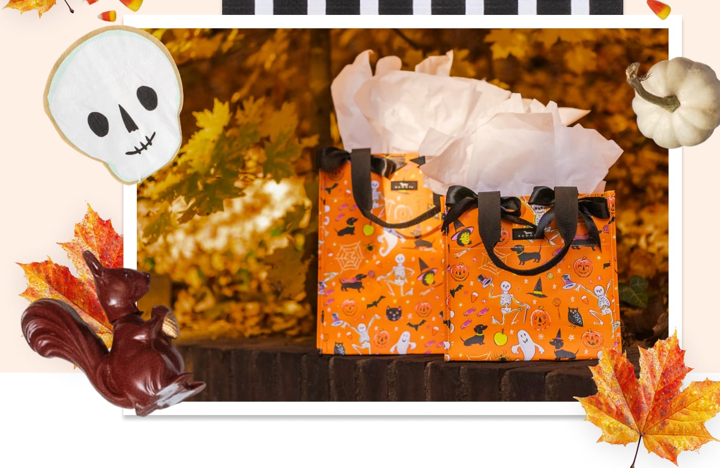Two SCOUT gift bags in the Boogie Nights Halloween pattern.