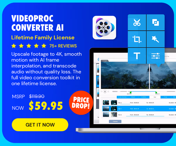 VideoProc Converter AI: Lifetime Family License (For Windows)