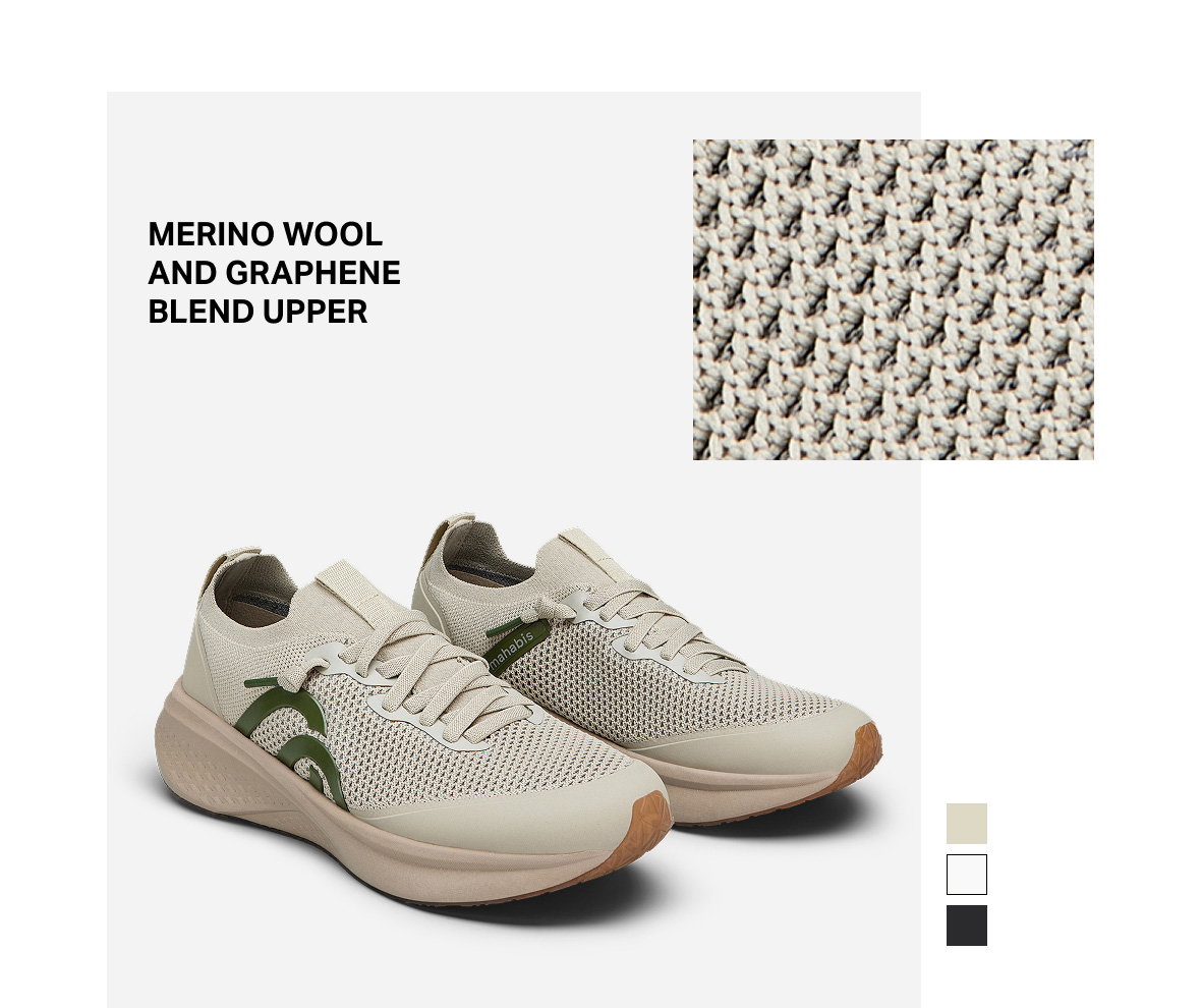 Merino wool and graphene blend upper