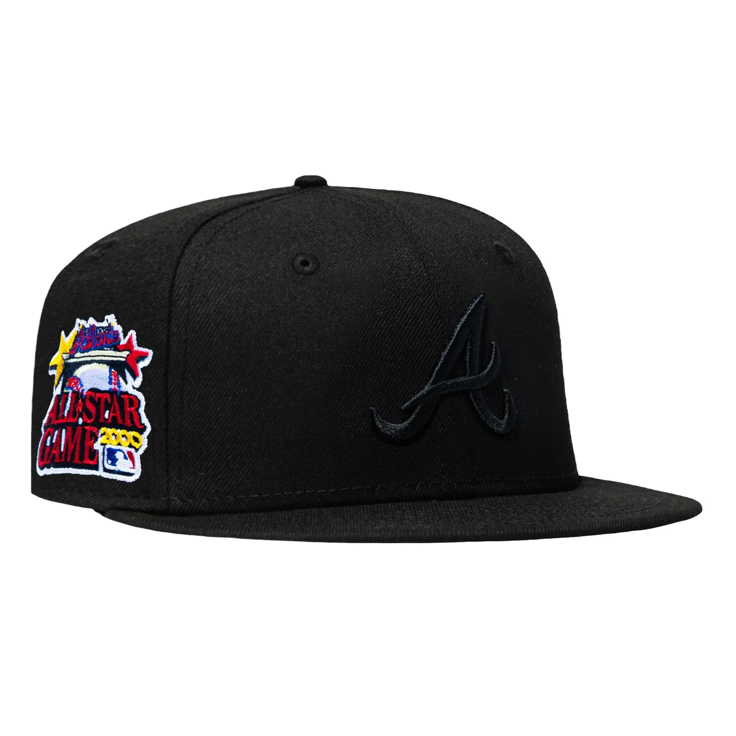 Image of New Era 59Fifty Black Widow Atlanta Braves 2000 All Star Game Patch Red UV Hat - Black, Black