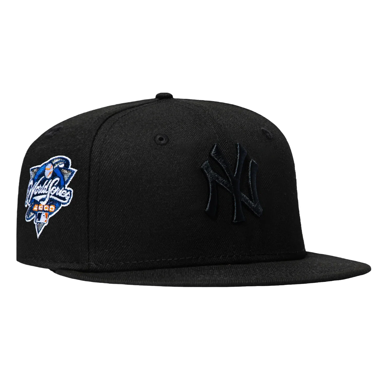 Image of New Era 59Fifty Black Widow New York Yankees 2000 World Series Patch Red UV Hat - Black, Black