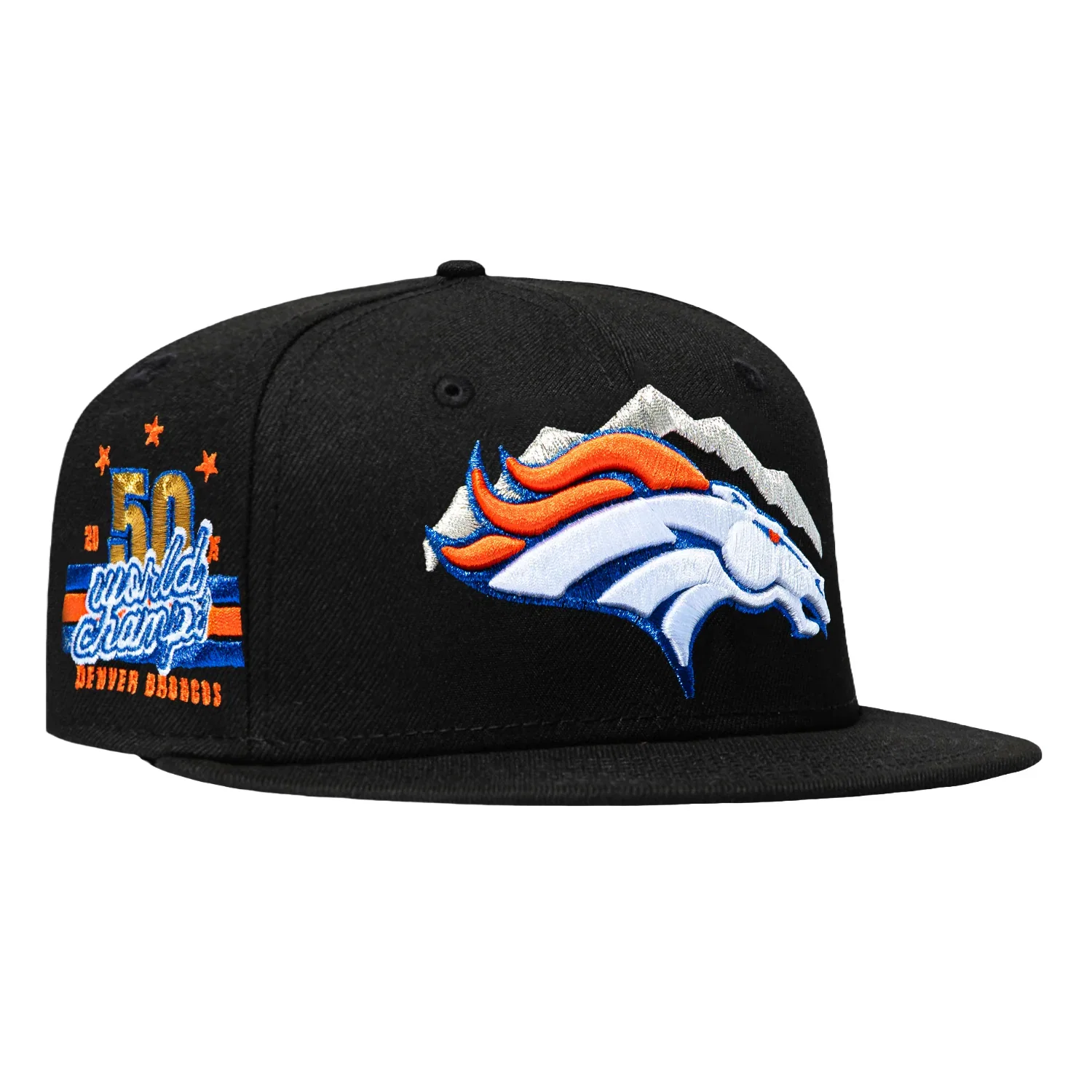Image of BLK DOME 5950 BRONCOS SB15 CHAMPS BLK