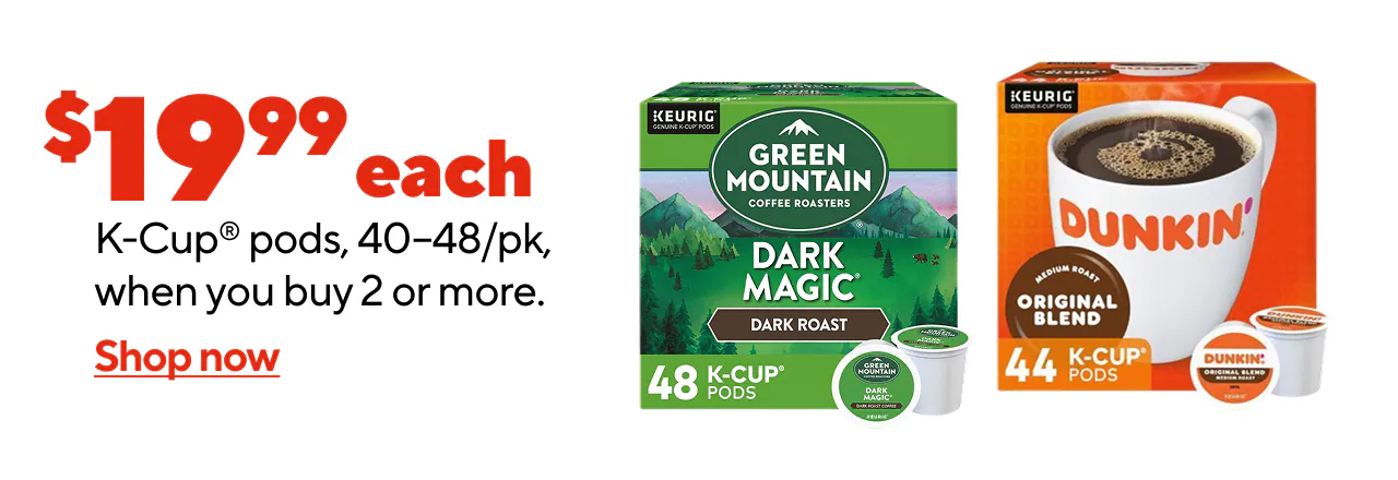 $19.99 each when you buy 2 select K-Cup® pods, 40-48/pk, save $38 — mix and match!