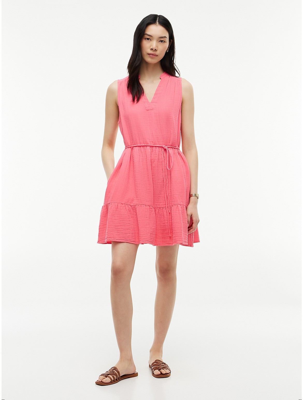 Image of Tiered Cotton Gauze Mini Dress