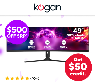 Kogan Omega 49" Curved Ultrawide QD-OLED DQHD 5K 240Hz 0.03ms USB-C Gaming Monitor (5120 x 1440) Product Image