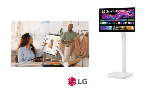 32 Inch 4K UHD IPS Touchscreen Smart Monitor Swing with Rolling Stand