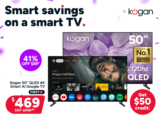 Kogan 50" QLED 4K Smart AI Google TV