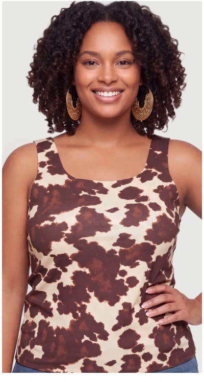 Shop Plus Size Cow Print Sleeveless Top