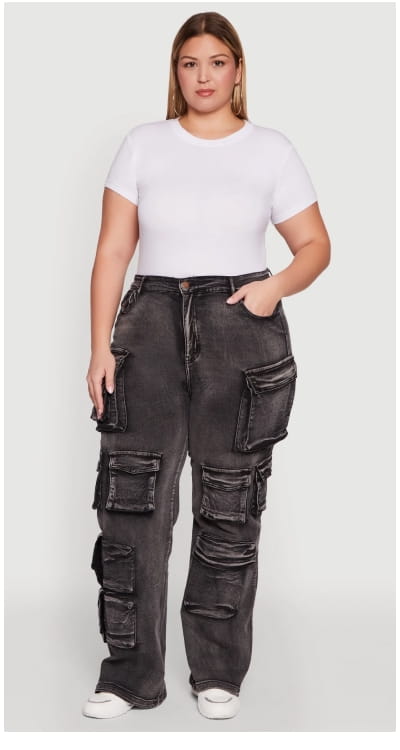 Shop Plus Size Straight Leg Utility Jeans