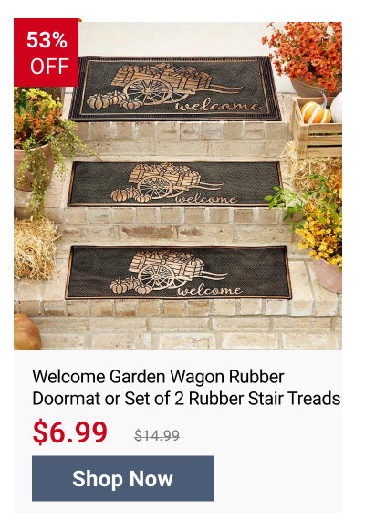 Welcome Garden Wagon Rubber Doormat or Set of 2 Rubber Stair Treads
