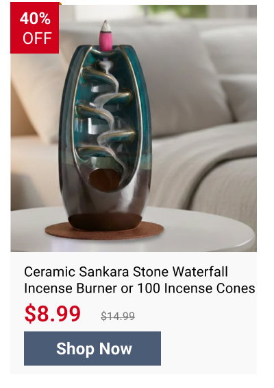 Ceramic Sankara Stone Waterfall Incense Burner or 100 Incense Cones