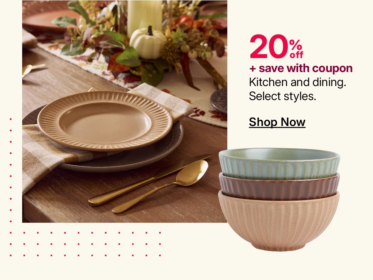 20% off kitchen and dining