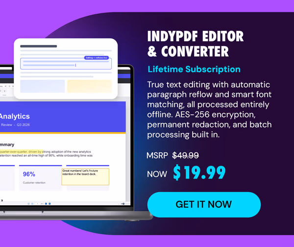 IndyPDF Editor & Converter: Lifetime Subscription
