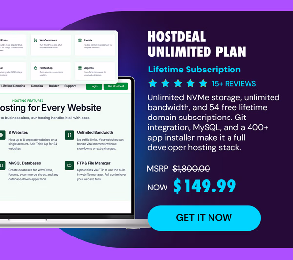 Hostdeal Unlimited Plan: Lifetime Subscription