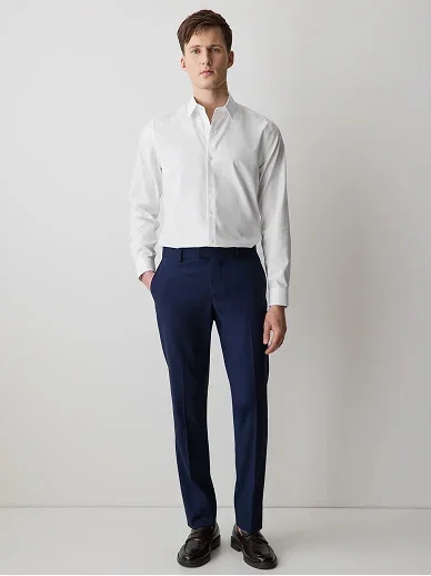Tailored-Fit Solid Twill Supima Cotton Dress Shirt