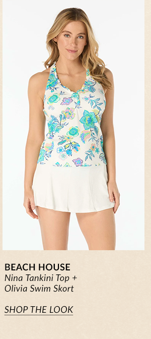 Shop Beach House Nina Ruffled Trim Textured Tankini Top in Diamond Meadows