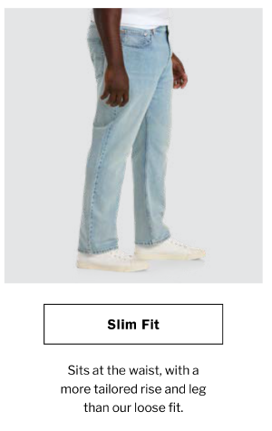 Slim Fit. Sits at the waist, with a more tailored rise and leg than our loose fit.