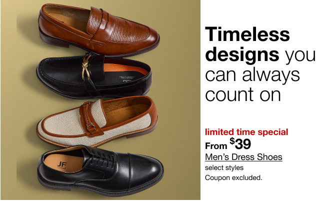 Timeless designs you can always count on | limited time special | From $39 Men's Dress Shoes | select styles | Coupon excluded.