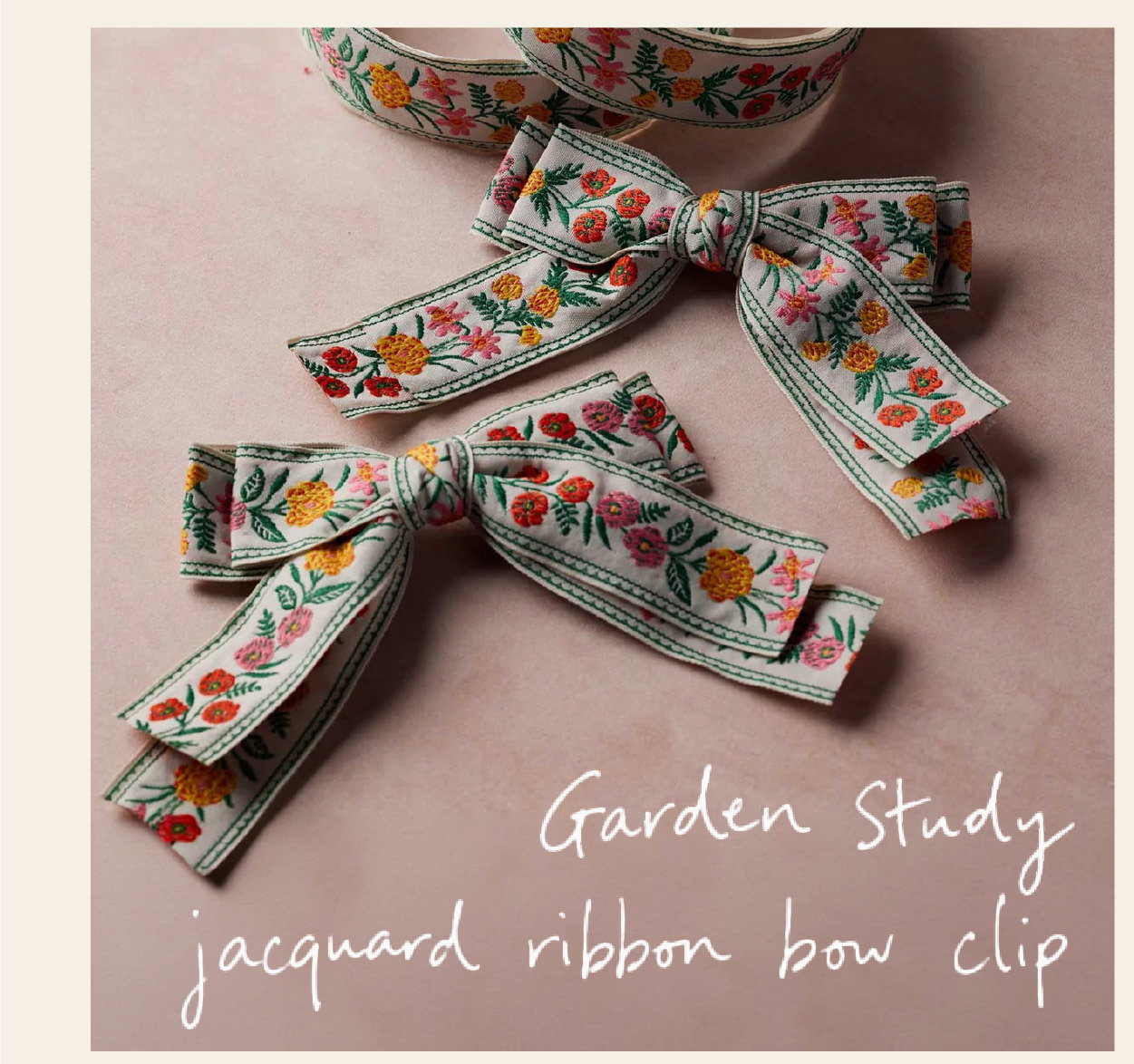 Garden Study Jacquard Ribbon Bow Clip