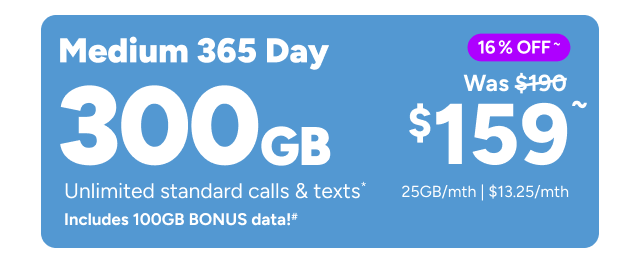 Kogan Mobile - 300GB for $159~