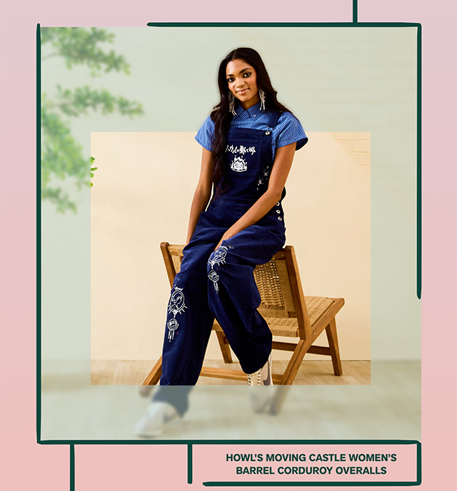Howl's Moving Castle Women's Barrel Corduroy Overalls