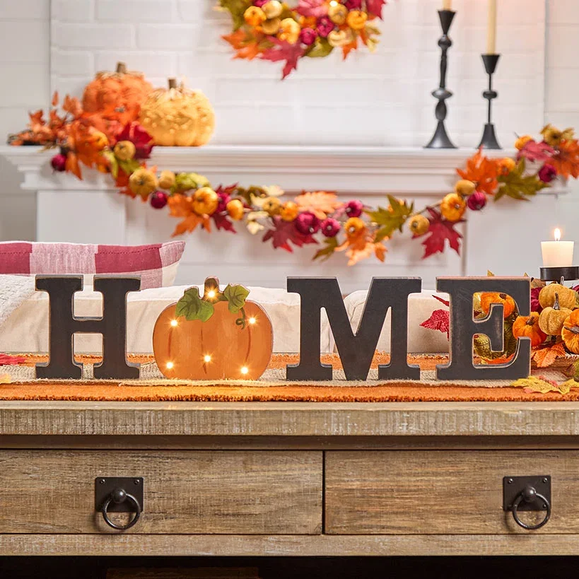 Image of Home Sign with Lighted Heart or Set of 4 Icons