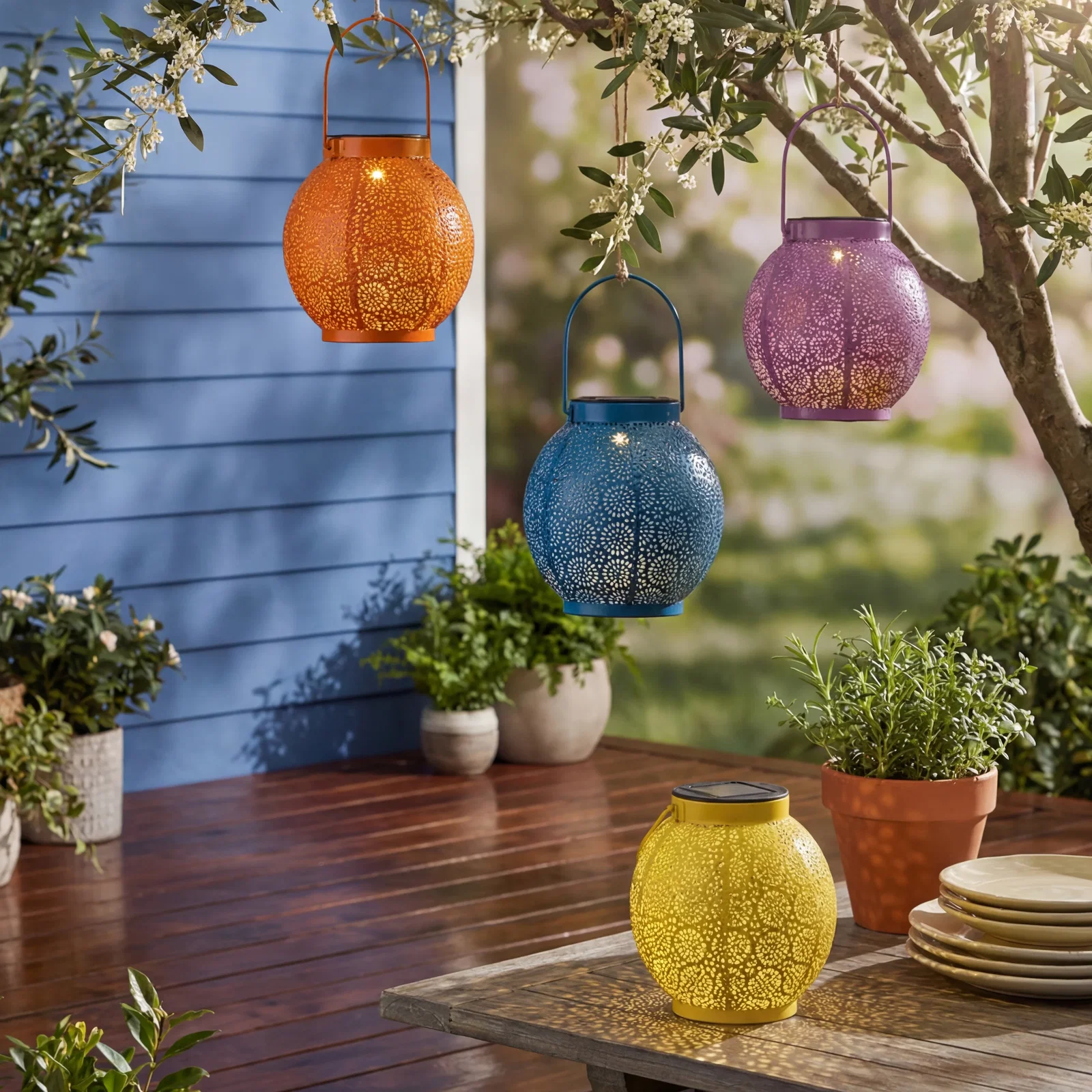 Image of Solar Sunburst Shadow Cast Hanging Lantern