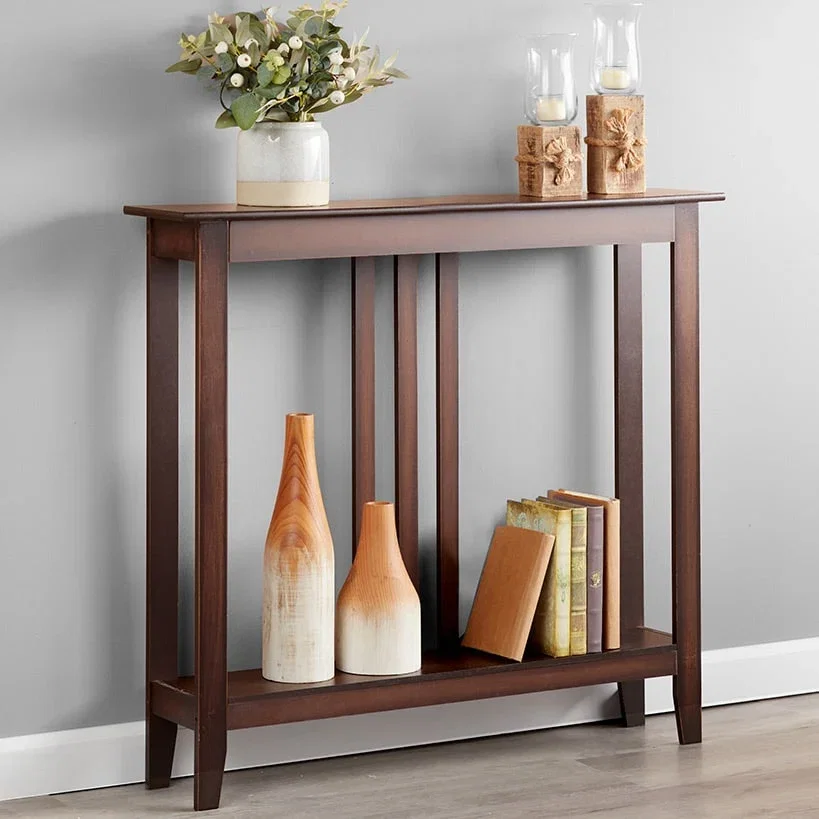 Image of Narrow Entryway Wood Console Accent Table